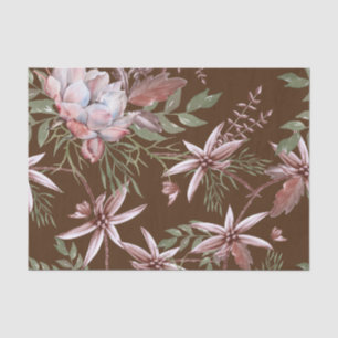 Papel De Seda Hermosa acuarela Flores rosadas Fondo oscuro