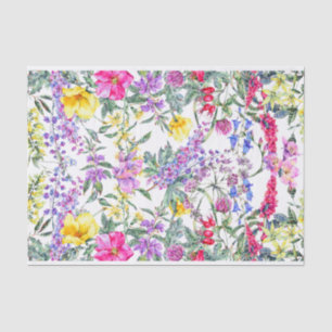 Papel De Seda Hermosa acuarela Flores salvajes Naturaleza