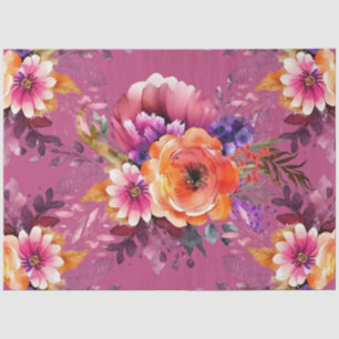 Papel De Seda Hermosa acuarela Jardín Flores Decoración