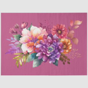 Papel De Seda Hermosa acuarela Jardín Flores Decoración