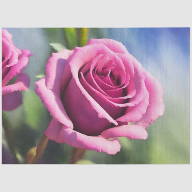 Papel De Seda Hermosa acuarela Rosa Rosa Colección moderna (Anverso)