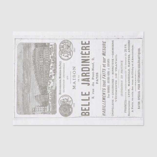 Papel De Seda Hermosa casa de jardineros París 1888 (Anverso)