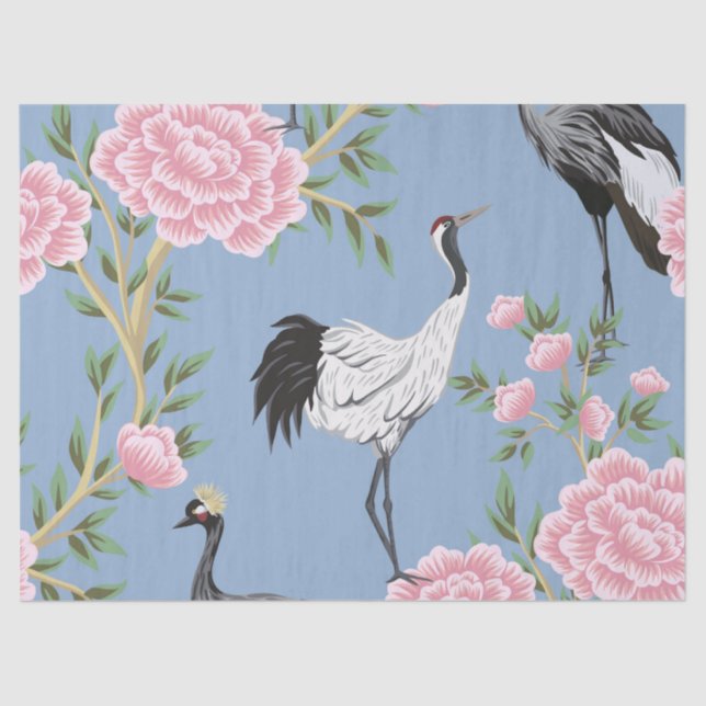 Papel De Seda Hermosa cervecería floral y de aves (Anverso)