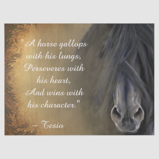 Papel De Seda Hermosa cita Inspiradora del caballo negro (Anverso)