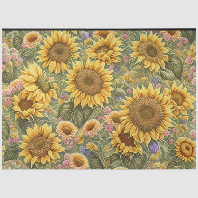 Papel De Seda Hermosa colección de moda de girasol (Anverso)