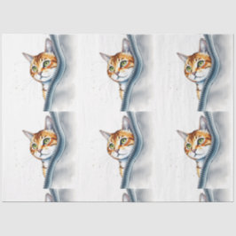 Papel De Seda Hermosa colección popular de gatos color agua dulc