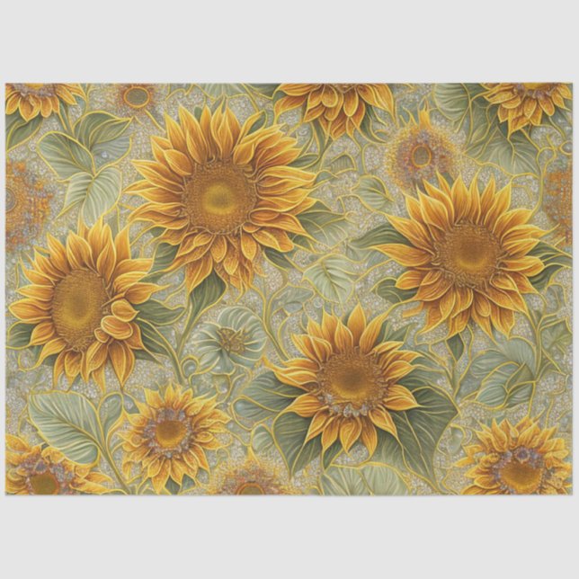 Papel De Seda Hermosa colección popular de girasoles (Anverso)