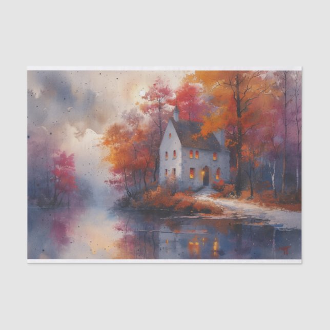 Papel De Seda Hermosa escena del otoño (Anverso)
