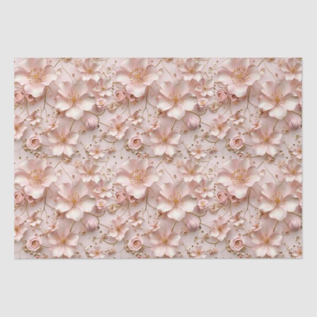 Papel De Seda Hermosa flor pastel rosa suave (Anverso)