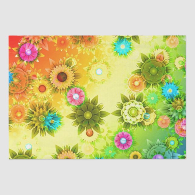 Papel De Seda Hermosa Floral Abstracta (Anverso)