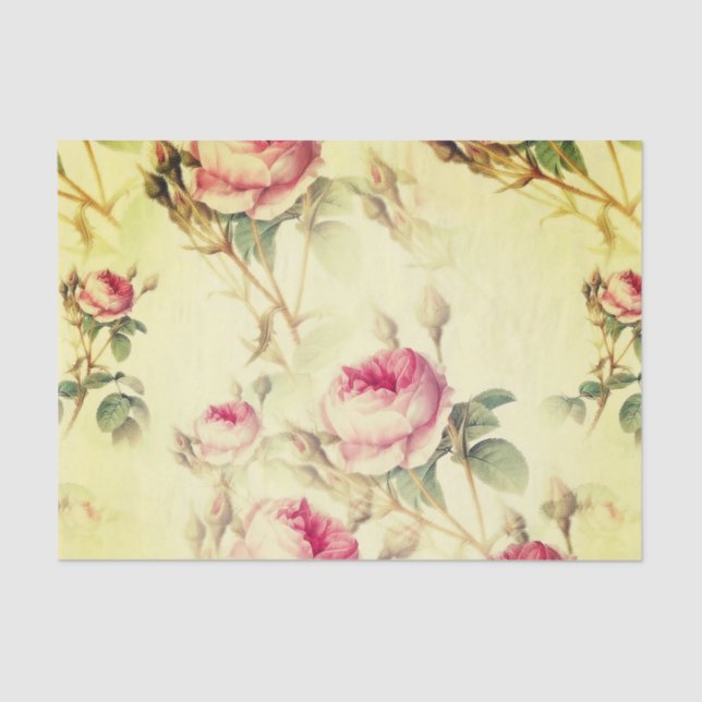Papel De Seda Hermosa Floral Vintage (Anverso)