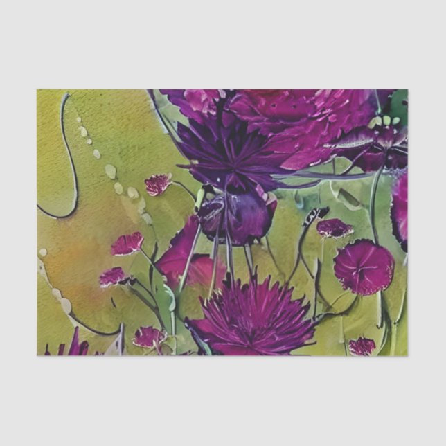Papel De Seda Hermosa Floral Violeta (Anverso)