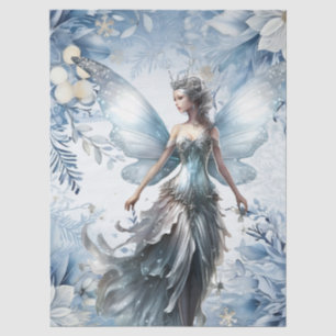 Papel De Seda Hermosa Hada de Navidad Encantada Azul Claro