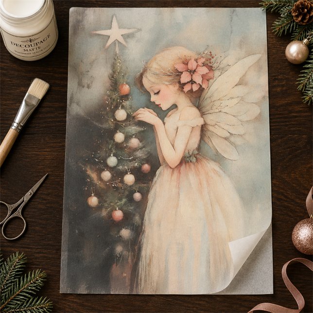 Papel De Seda Hermosa Hada Decorando Árbol de Navidad Decoupage (Subido por el creador)