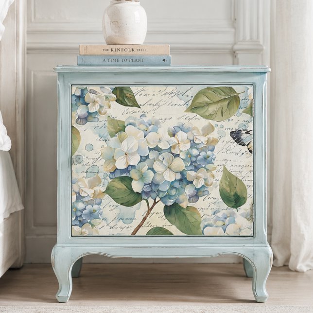 Papel De Seda Hermosa Hydrangea Azul Ephemera Letra Decoupage (Subido por el creador)