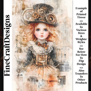 Papel De Seda Hermosa Joven Steampunk AN8 Decoupage