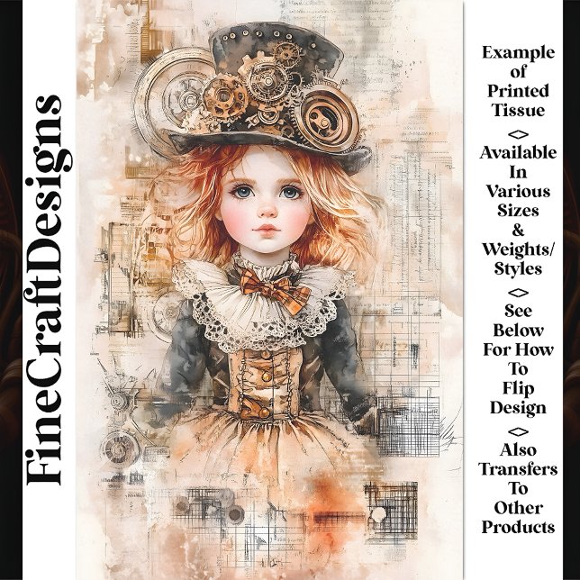 Papel De Seda Hermosa Joven Steampunk AN8 Decoupage (Subido por el creador)