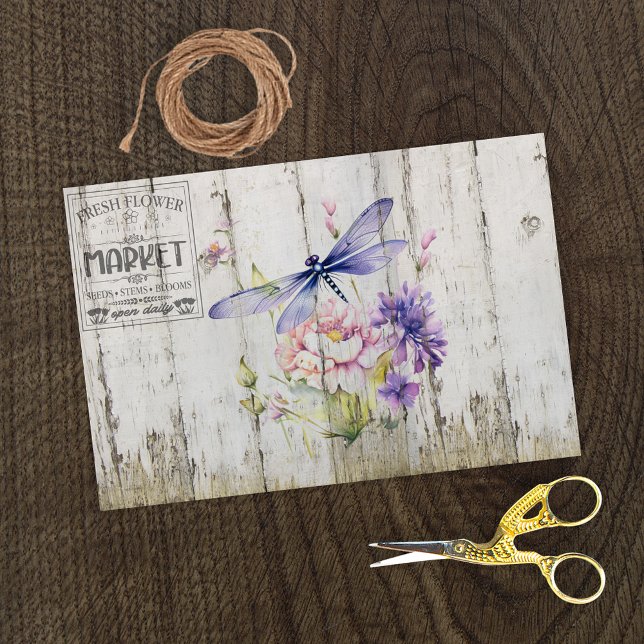 Papel De Seda Hermosa Lavender Dragonfly Florals (Subido por el creador)