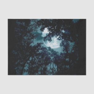 Papel De Seda Hermosa luna resplandece a través de árboles
