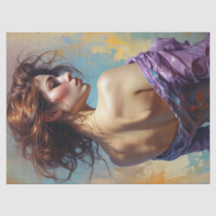 Papel De Seda Hermosa Mujer Elegante En Decoración Púrpura