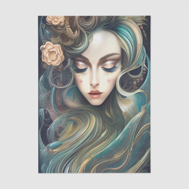 Papel De Seda Hermosa Mujer Fantasía (Anverso)