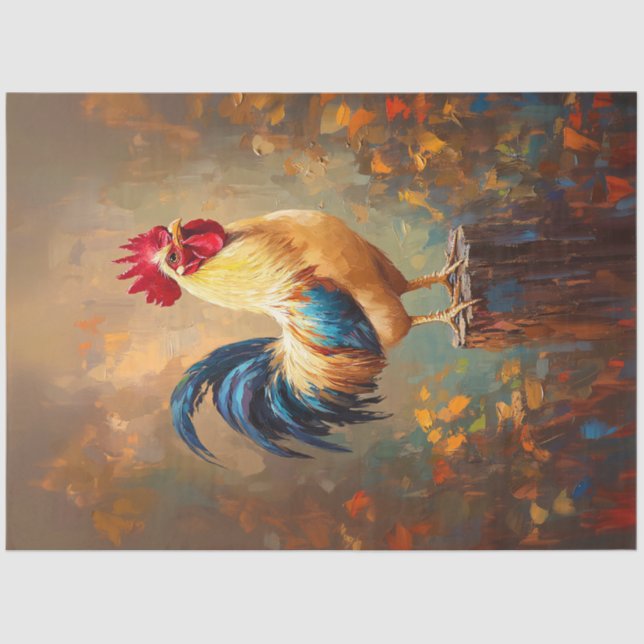 Papel De Seda Hermosa página de pintura de gallo (Anverso)