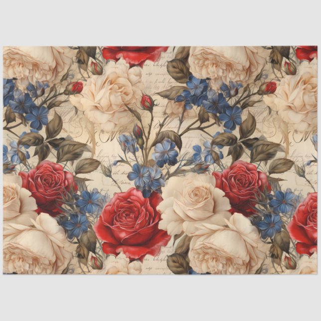 Papel De Seda Hermosa página de Rosas inspirados en la cosecha (Anverso)
