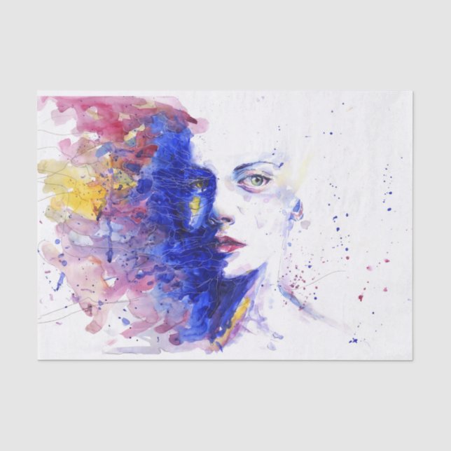 Papel De Seda Hermosa pintura retrato de un resumen de mujeres (Anverso)
