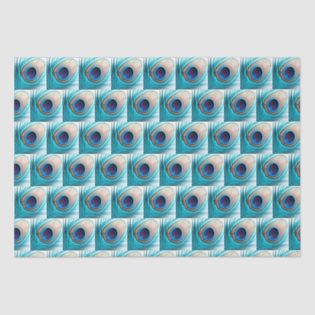 Papel De Seda Hermosa pluma de pavo real con nombre (Anverso)