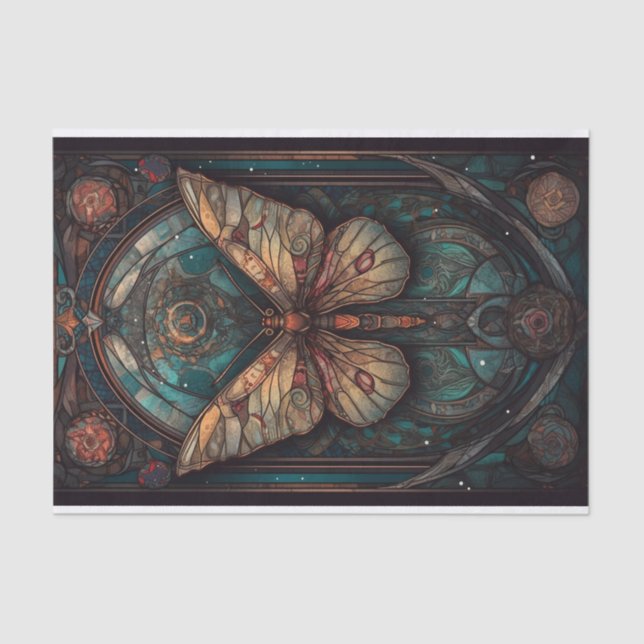 Papel De Seda Hermosa polilla en tonos apagados (Anverso)