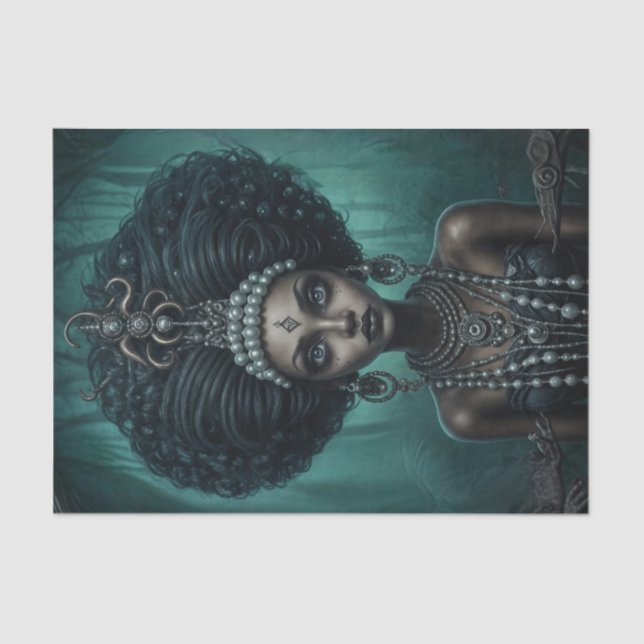 Papel De Seda Hermosa Reina Voodoo de África (Anverso)