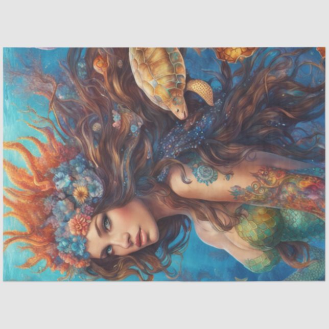 Papel De Seda Hermosa sirena mediterránea (Anverso)