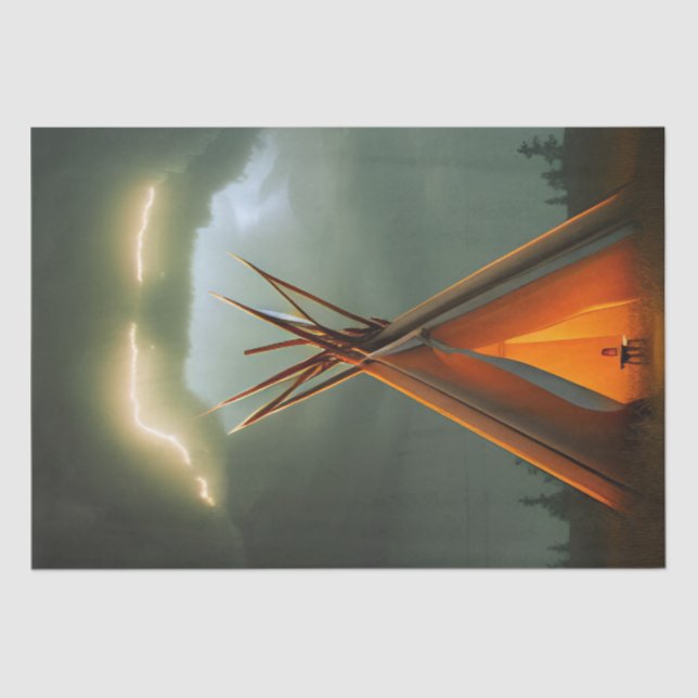 Papel De Seda Hermosa tepee en una noche tormentosa (Anverso)