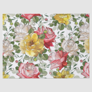 Papel De Seda Hermosa tinta acuarela rosas rojas amarillas