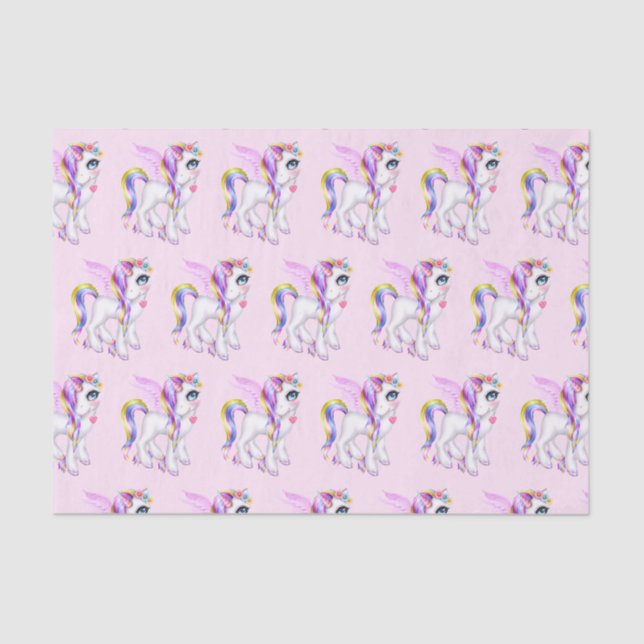 Papel De Seda Hermosa unicornio con el estilo Rainbow Mane (Anverso)