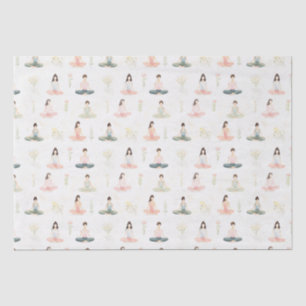 Papel De Seda Hermosas acuarelas Chicas de yoga meditando a la n