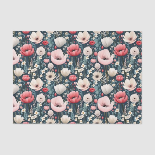 Papel De Seda Hermosas amapolas rosadas (Anverso)