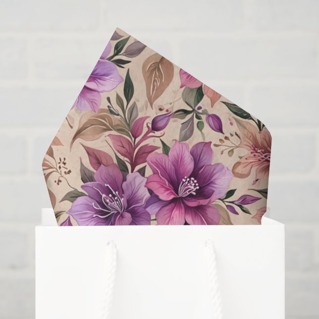 Papel De Seda Hermosas Azaleas Moradas y Malvas (Bolsa de regalo)