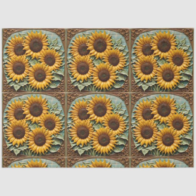 Papel De Seda Hermosas colecciones populares de girasoles (Anverso)