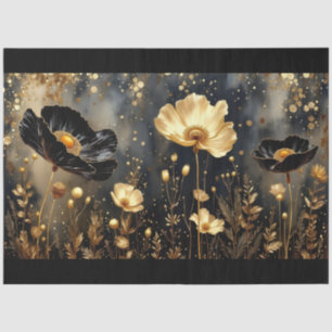 Papel De Seda Hermosas flores de amapola blancas y negras