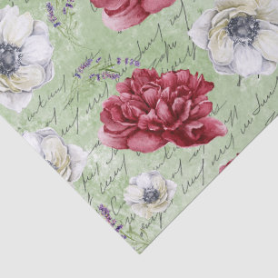 Papel De Seda Hermosas flores de arte artístico grunge verde