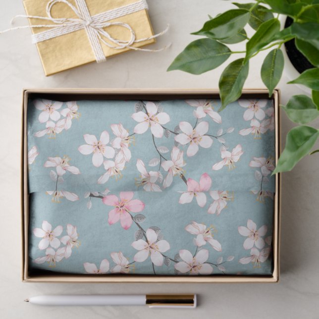 Papel De Seda Hermosas flores de cerezo rústico (Regalo )