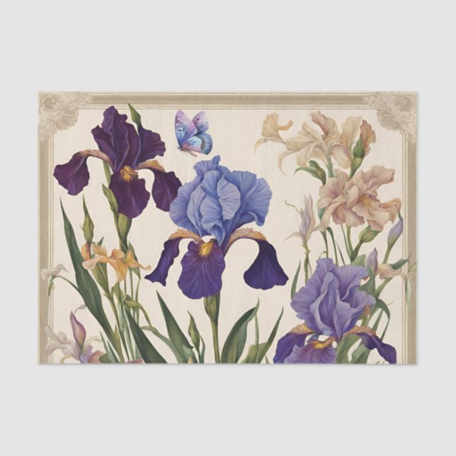 Papel De Seda Hermosas flores de Iris (Anverso)
