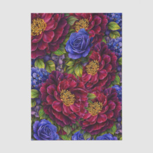 Papel De Seda Hermosas Flores de Jardín en Acuarela Decoupage