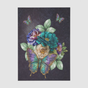 Papel De Seda Hermosas Flores de Jardín en Acuarela Decoupage