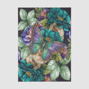 Papel De Seda Hermosas Flores de Jardín en Acuarela Decoupage