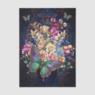 Papel De Seda Hermosas Flores de Jardín en Acuarela Decoupage 