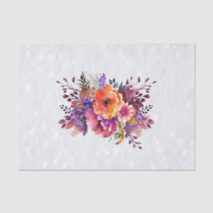 Papel De Seda Hermosas Flores de Jardín en Acuarela Decoupage