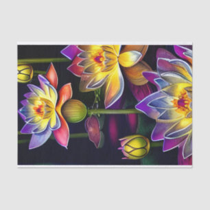 Papel De Seda Hermosas flores de Lotus de noche