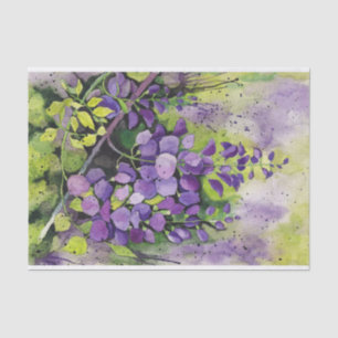 Papel De Seda Hermosas Flores De Wisteria En Acuarela
